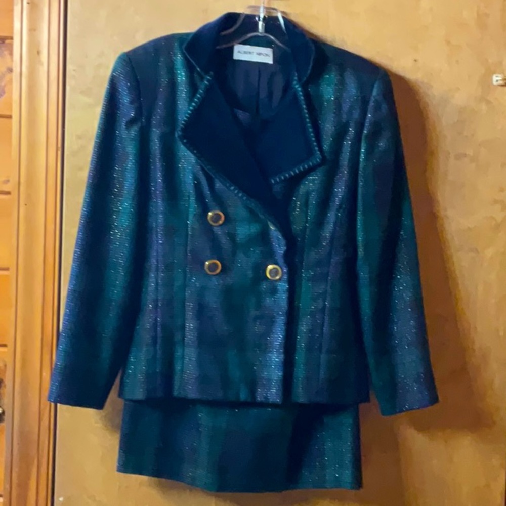 Blue and green plaid Albert Nipon suit.